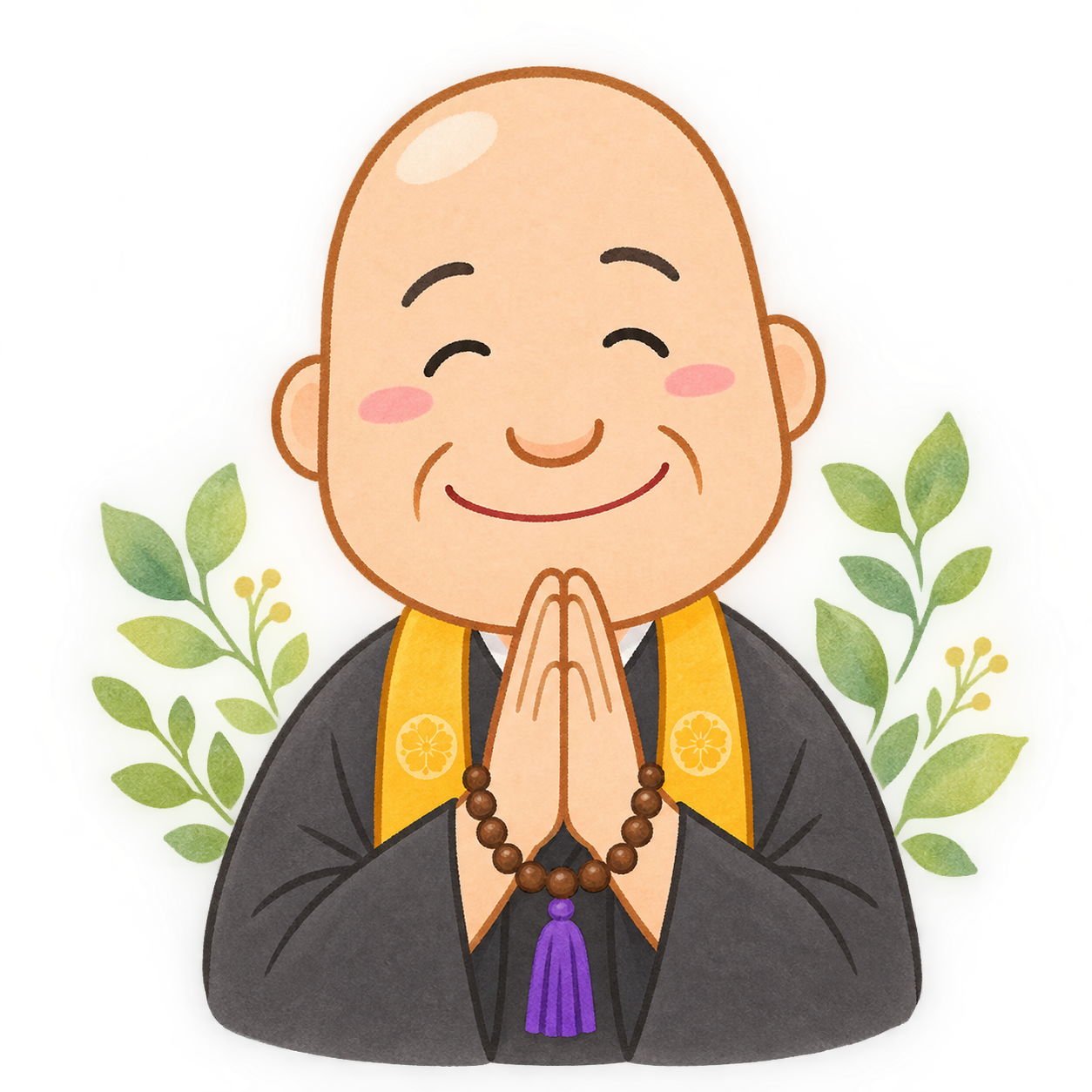 笑顔のお坊さんのイラスト